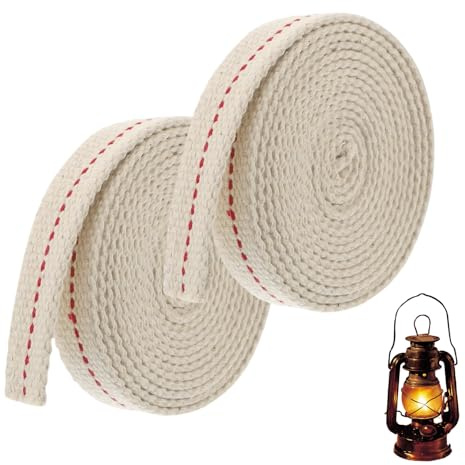 XETHI Oljelampa Veke 2,2 cm x 200 cm, 100% Bomull med Hög Absorptionsförmåga, Vechar för Fotogenlampor och Campinglyktor, Kan Klippas till Önskad Längd