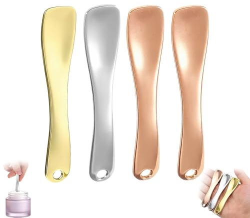 Mini Metal Maquillaje Espátula Cuidado De La Piel Cuchara Reutilizable Aplicador para Cosméticos Faciales Mascarilla Crema Lociones Hidratantes 1 Dorado 1 Plata 2 Oro Rosa