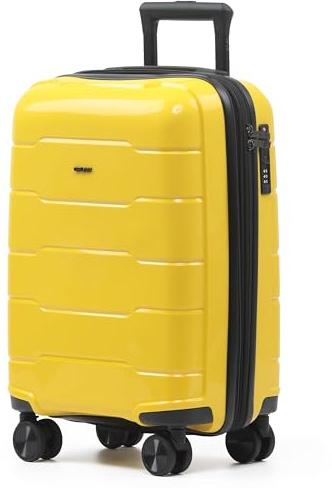 CRUW Hand Luggage, TSA Approved Lock, Silent Double Spinner Wheels Expandable Lightweight Suitcase – Bag Fits 56x45x25cm Overhead Carry On Limit for easyJet, BA, Jet2 & More – Black