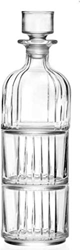 RCR COMBO Ensemble de whisky 2 pièces – 1 carafe + 2 verres empilables en cristal italien