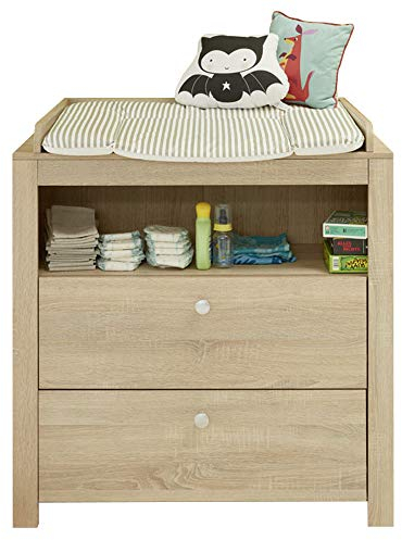 trendteam smart living - Wickelkommode Kommode - Babyzimmer - Olivia - Aufbaumaß (BxHxT) 96 x 104 x 69 cm - Farbe Eiche Sägerau hell - 155363045