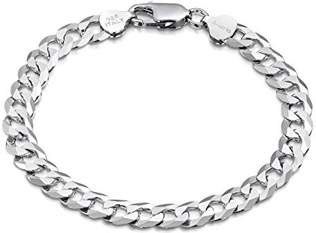 Amberta 925 Sterlingsilber Armbänder für Männer - 8 mm Armkette - Panzerkette Armband - Länge: 20.5 cm
