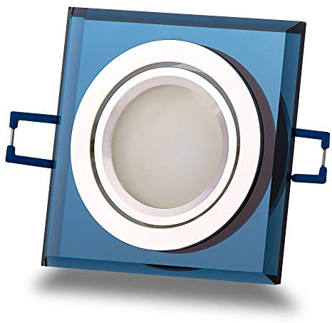 Foco LED empotrable de cristal rectangular – Negro 7 W blanco neutro 12 V – MR16 – Foco empotrable orientable plano como lámpara de techo – Foco empotrable 75 – 80 mm orificio de perforación