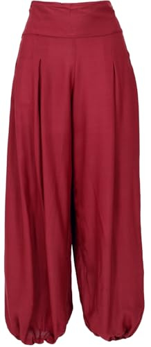 GURU SHOP Boho Pluderhose, Muckhose, Haremshose - Dunkelrot, Damen, Size:S/M