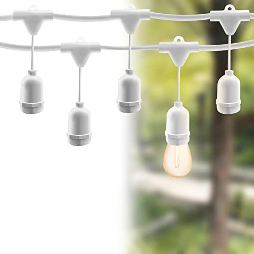 50M Catena Luminosa Esterno Prolungabile 50 Portalampada E27 5*10M Cavo Bianco Prolungabile Fino a 1000W IP54 Decorative Esterno Patio Cortile Matrimonio Feste Giardino|50M, 50 Portalampade, Nero