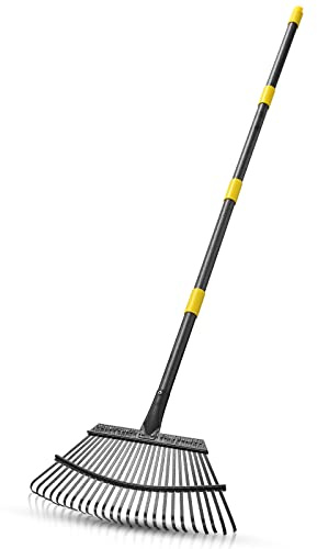 65 Inch Rake for Leaves, Rakes for Lawns Heavy Duty Hoe Lawns Leaf Lawn Leveling Rake Yard Tools for Picking up Leaves, Grass Clippings, Garbage with 25 Metal Tines Ergonomics Adjustable Handle