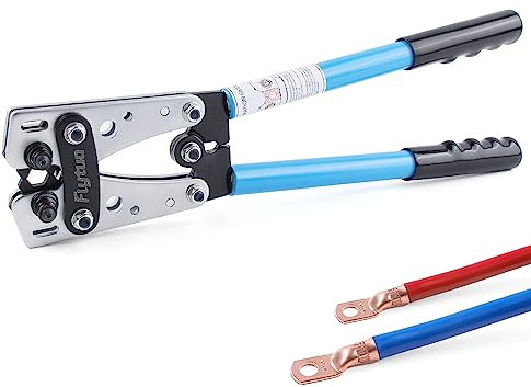 Flytuo HX-50B Battery Cable Lug Crimping Tool Kit - Wire Lug Crimper for 6-50mm²(AWG 10-1/0) Battery Cables, Heavy Duty Battery Crimp Plier with Thickened and Reinforced The Metal Plate