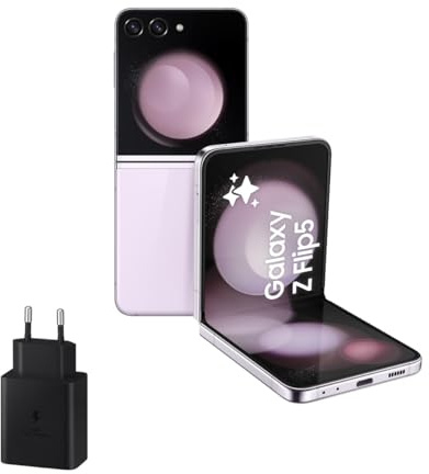 Samsung Galaxy Z Flip5, 256 GB + Cargador 45W - Teléfono Móvil Plegable con IA, Smartphone Android Libre, 8GB de RAM, Diseño Plegable, Rosa claro (Versión Española)