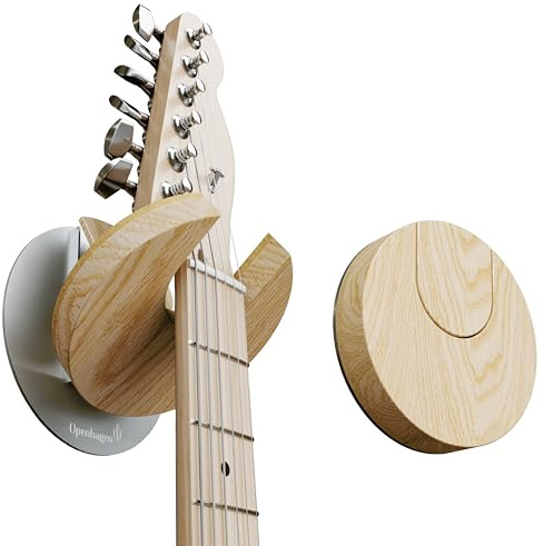 Openhagen World’s Only - Collapsible Electric Guitar Hanger and Wall Mount Bracket Holder for Electric Guitars and Basses - Danish Design - Space Saving - Wooden - Oak Color - Scratch Proof (Oak)