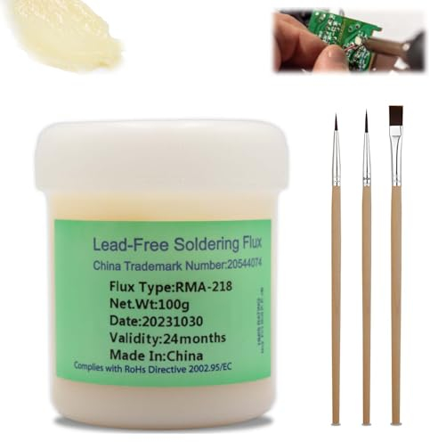Miioto Flux de Soudure, Pate a Souder, Flux Soudure Electronique, Flux Soudure Sans Nettoyage, Flux Contenant de la Colophane, Nettoie Rapidement, Pâte à Souder Adaptée aux IC/PCB/CPU/SMD - 100g