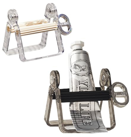 KASESSS 2 Pcs Toothpaste Squeezer, Tube Squeezer, Toothpaste Squeezer UK, Manual Rotation Tube Wringer, Transparent Toothpaste Tube Squeezer for Toothpaste Paint Tube Hair Color Dye Hand Cream