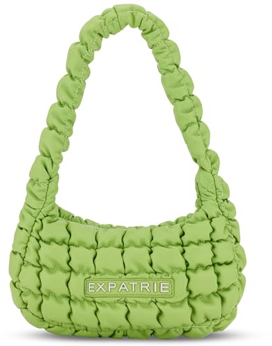 Expatrié Bolso de Hombro Mujer Verde - Pippa Small - Everyday Puffer Bag - Y2K Bolso Acolchado para Universidad, Trabajo, Ocio - Puffy Hobo Bag de Piel Sintética
