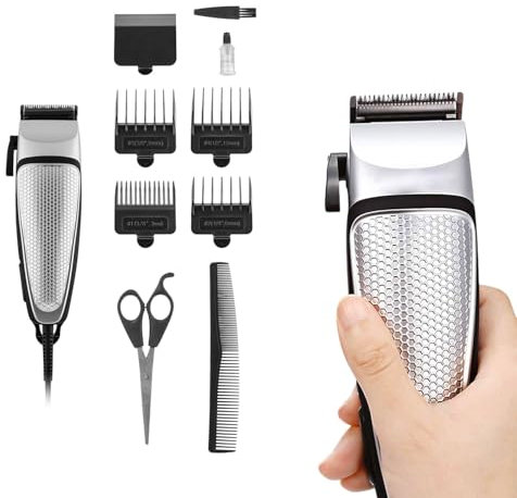 Avilia Kit Rasoio Elettrico Barba e Tagliacapelli Uomo con Lame in Acciaio 5x19cm - Include Pettini, Forbici e Lubrificante - Rasoio Elettrico per Barba, Naso, Capelli e Orecchie