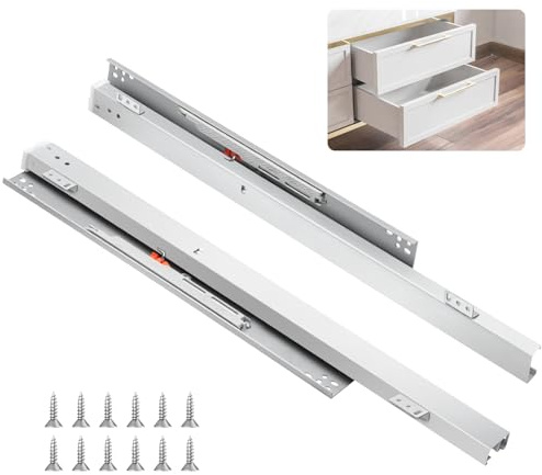 Auszugsschienen Bodenmontage, 1 Paar 400mm/500mm Unterflurführungen Schubladenschiene, Schubladenschienen Vollauszug, Schubladenschienen Softclose, 40 KG Ladekapazität