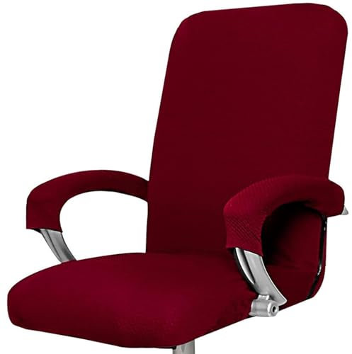 Kontorsstolsöverdrag Stolsöverdrag Armstödsbeskydd för Stolar Gaming Fåtöljöverdrag 3 Delar Computer Sitskydd Inklusive 1 Stolsskydd och 2 Armstödsöverdrag(Burgundy,L)