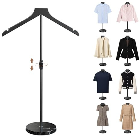 OLV Mannequin Torso with Marble Base, 18-34 Inch Adjustable Shirt Display Stand for Vendors Shop, More Stable High-end Dress Form Clothes Garment Rack, Jacket Coat Hanger Stand, Black