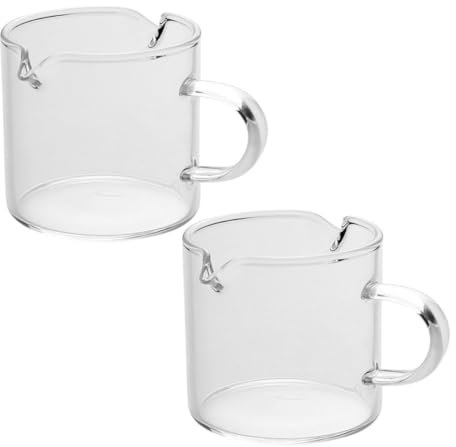 KICHOUSE 2pezzi Tazza Da Espresso in Vetro e Beccuccio Per Schiumare Latte Contenitore Per Misurino in Vetro Accessori Per