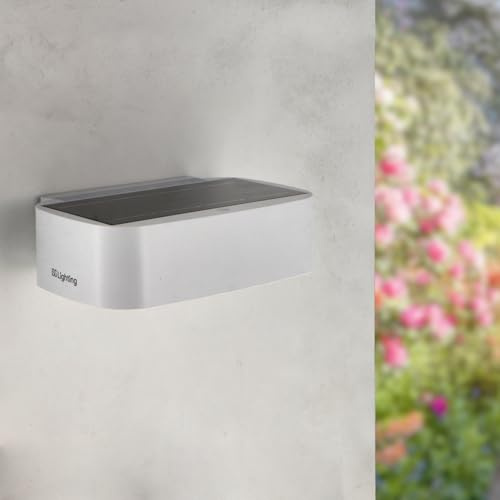 M Ledme - Aplique LED Solar White Plit 1,7W, Iluminación Exterior con Sensor Crepuscular, color 4000K (neutro), protección IP65, Autonomía 6-8h. Ideal para uso en zonas externas.
