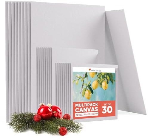 Zenacolor Tela per Dipingere 3 Dimensioni (Set da 30) - 280 g/m² 100% Cotone - Per Pittura Acrilica, a Olio, Tempera, Guazzo, ecc.