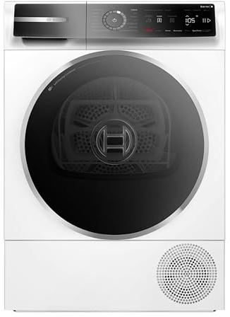 Bosch WQB246C0II Serie 8 Asciugatrice smart a pompa di calore, 9 kg, Classe energetica B, Condensatore autopulente, Riduce le pieghe e facilita la stiratura, Cestello per capi in lana, Bianco, 60 Cm
