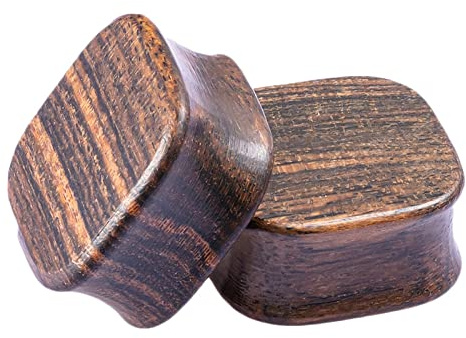 RDSGYZ 2 st unik öronförlängning för unisex, allergivänliga tunnlar stretching trä kroppspiercing set böjd fyrkantig form 8–25 mm, 10mm(00G), Trä, Ingen ädelsten