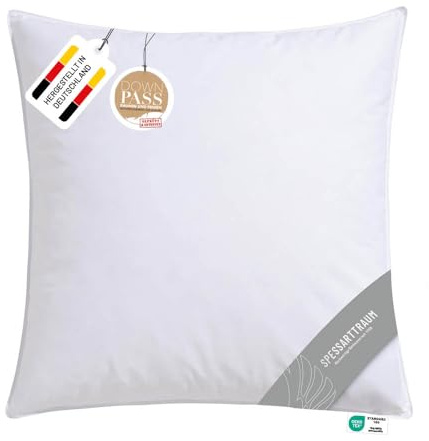 Spessarttraum Daunenkissen 80x80 cm | 3-Kammer Kopfkissen | Füllung (Außen) 90% Daunen & 10% Federn | 160g | Allergiker geeignet (Nomite) | Oeko-TEX | Made in Germany