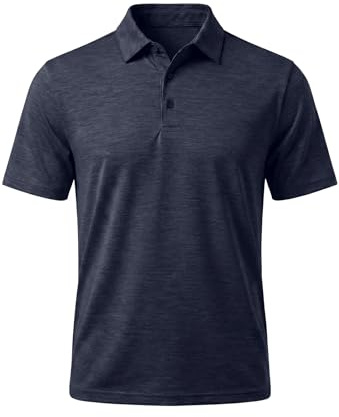 FlexVie Poloshirt Herren Kurzarm Navyblau Sport Polohemd für Männer, Golfshirt, Leichtes Funktionsshirt für Wandern, Tennis & Freizeit XL