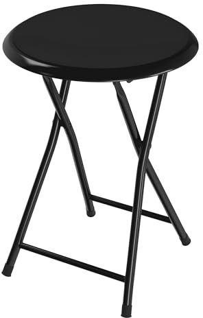 Lavish Home Backless Folding Stool with 225lb Capacity for Kitchen or Rec Room - Portable Indoor Counter Bar Stools (18-Inch, Black)