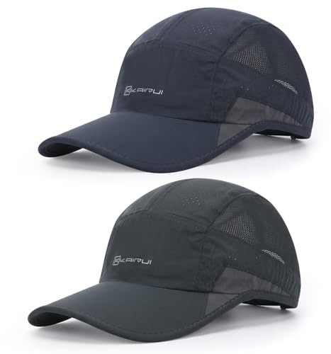 ViEinkaufen 2 Packs Quick Dry Baseball Caps Unisex Running Hat Lightweight Foldable Summer UV Protection Outdoor Golf Hats for Women Men Hiking Walking Climbing Fishing Navy