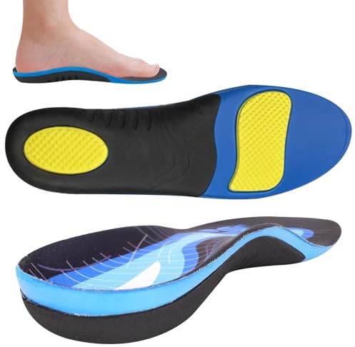 Plantar Fasciitis Insoles – Arch & Heel Support for Flat Feet, Shock Absorbing Orthotic Cushion for Overpronation & Metatarsalgia, Breathable, Men & Women (Blue, UK 10-11 – 29cm)