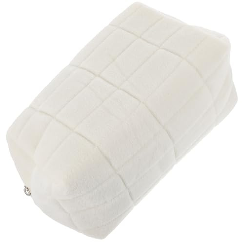 MINAOLULUS Large Capacity Makeup Bag with Zipper Closure Lightweight Short Plush Material Cosmetic Pouch for Travel and Personal Home Use Stylish and Functional Organizer