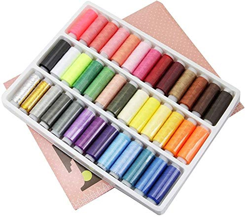 NC Hilo de Coser (39 Colores Diferentes), Hilo Completo para máquinas de Coser, Costura a Mano, Juego avanzado de carretes de Hilo de poliéster, Accesorios de Costura Coloridos