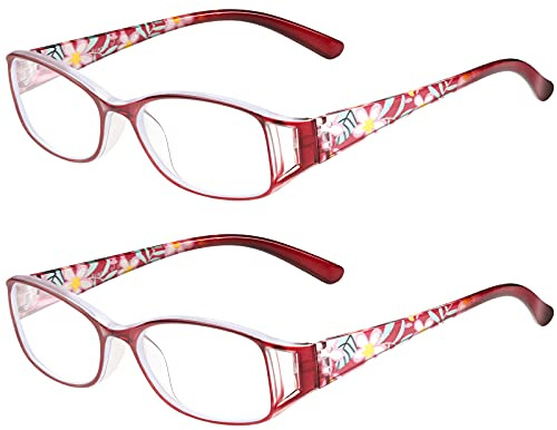 SaNgaiMEi 2 Paires Lunettes de Lecture Homme Femmes 1.5 Anti-Lumière Bleue Lunettes de Lecture
