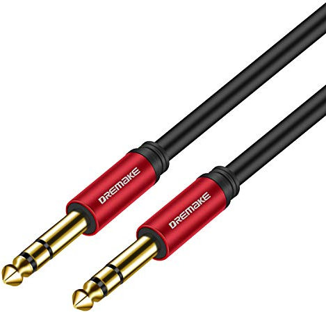 DREMAKE 20FT 1/4''(6.35mm Plug) TRS Guitar Cable, Jack 6.35mm Quarter Balanced Stereo Audio Male to Male Instrument Cable for Pro Audio, Saxophone, Microphone, Console, E-Piano, Electric Mandolin