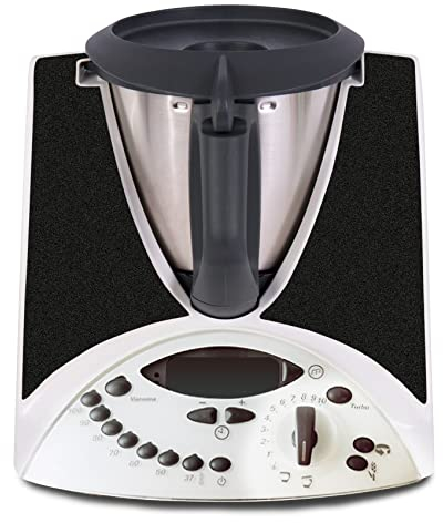 Deko Schutz Aufkleber kompatibel mit Küchenmaschine Thermomix TM31 Design Sticker Klebefolie Zubehör Küchengerät wasserfest selbstklebend R182 (01 Glitzer Schwarz)