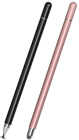Stylet Tablette(2 Pièces), 2 en 1 Stylet Tactile Pencil Compatible avec Toutes Les Tablettes et Smartphones, iPhone, iPad, Samsung, Lenovo, Surface, Huawei, Xiaomi, Android, iOS, etc.