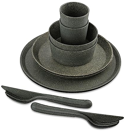 Geschirrset 10-teilig CONNECT SET HELSINKI Campinggeschirr Kunststoff für 2 Personen Grau Koziol