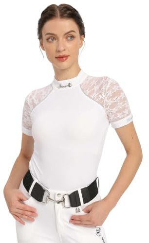 Harrison Howard Chemise de spectacle ajustée pour femme avec manches en dentelle et haut emblématique respirant et confortable