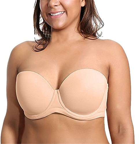 Reggiseno da donna in pizzo bianco con coppe sottili taglie forti, biancheria intima antiscivolo con spalline rimovibili Il mio ordine, beige., K
