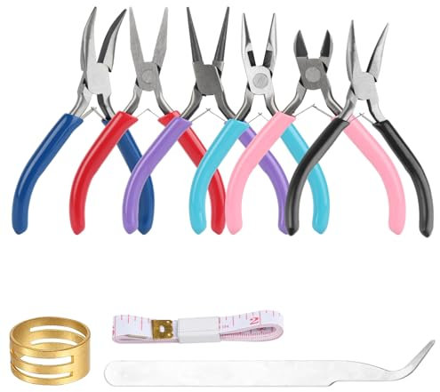 6 Stück Schmuckzangen Set, Zangenset, Schmuck Rundzange für Schmuckherstellung Werkzeug, Klein Spitzzangen Set, Flachzange Set, Drahtschneiderzange für Schmuckreparatur Modellbau Bastelzange