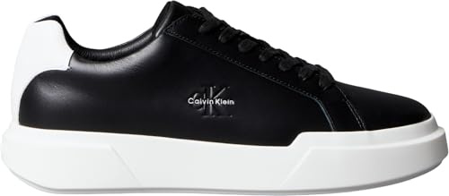 Calvin Klein Uomo Sneakers con Suola Preformata Chunky Laceup in Pelle, Nero (Black/Bright White), 43