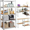 LUXTROUS Garage Shelving Units 5-Tier Storage Shelves, 175kg Per Shelf, 5mm MDF Boards, Shed Storage Racking Shelf Adjustable Metal Boltless Design for Living Room,Office(Silver,70x30x150cm)