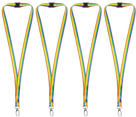 TUONYIS 4 Piezas Correa para Cuello lanyard Cordones arco iris, Lanyard Personalizado, Cordón Cuello para Key, Colgantes de Tarjetas de Identificación, Tarjeta de Autobús (Arco Iris)