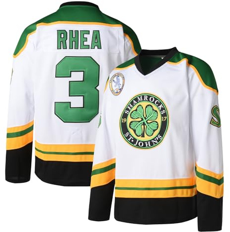 Maillot de hockey sur glace Ross The Boss #3 Rhea pour homme avec écusson EMHL, blanc, Taille L