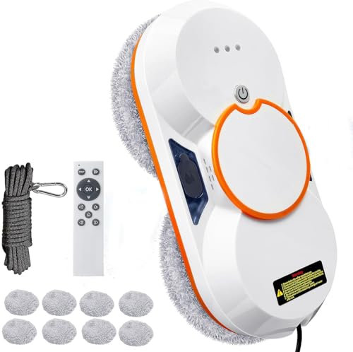 RUICUBEI Robot Nettoyeur de Vitre, 3800pa Robot Laveur de Vitre Automatique avec Pulvérisation d'eau avec Trois Modes de Nettoyage, pour fenêtres/Portes en Verre/Carreaux