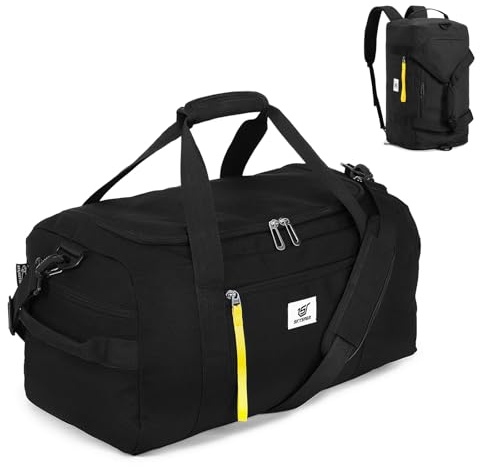 SKYSPER Borsone Palestra 40l Borsa Ginnastica Borsone da Viaggio Borsa Piscina con Scompartimento Scarpe Divisorio Bagnato e Asciutto per Uomo E Donne (Nero)