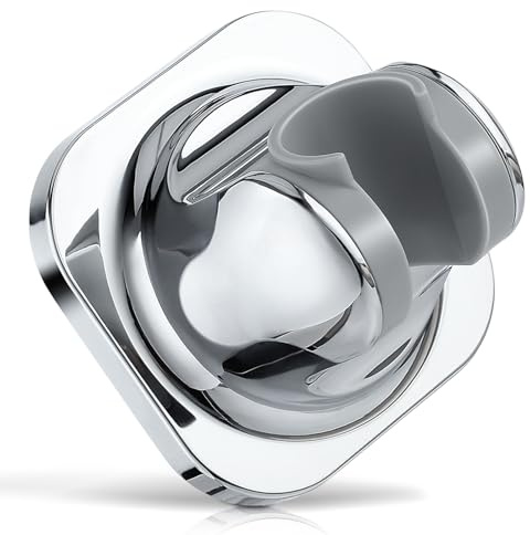 Piriuuo Wall Mount Showerhead Holder, Handheld Shower Holders 5 Angles Adjustable Shower Holder Bracket with Screws for Home Hotel Bathroom - No Drilling, Strong Adhesive, Waterproof