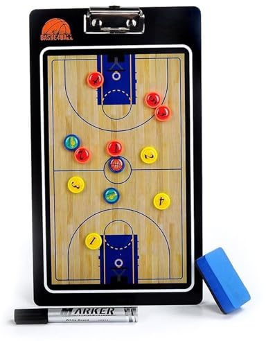 Lavagna Tattica Basket, Dry Erase Coaching Board di Design su Entrambi i Lati, con Pennarello e Gomma, Leggera e Portatile, Scrittura Fluida, per l'allenamento Sportivo