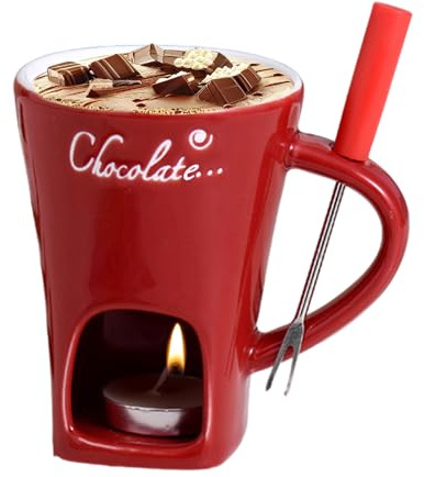 Genérico Taza De Fondue De Chocolate | Copa De Fusión De Chocolate De 200 Ml | Chocolates De Cerámica Fondue Set con Horquilla Y Vela | Copas De Fusión A Fuego Lento para Chocolates Queso Y Postres