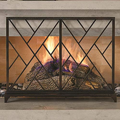 AISNXOQI Parascintille con Struttura in Ferro battuto e Rete Metallica, parascintille Nero autoportante per caminetto/stufe/Griglie, 39,4 L × 30,7 A × 7,9 P